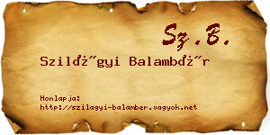 Szilágyi Balambér névjegykártya