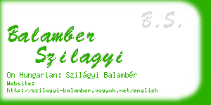 balamber szilagyi business card